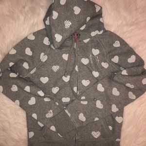 Bedazzled gray zip up sweater